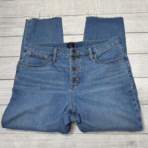 J. Crew Essential Straight Jeans Button Fly Raw Hem Women's‎ Size 32